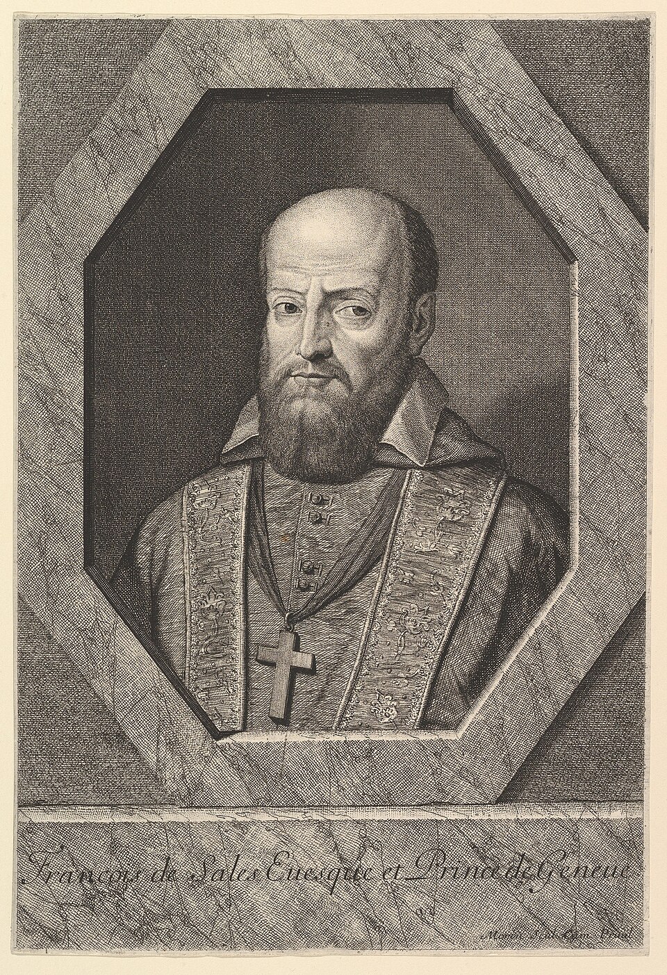 Estampe de Jean Morin : François de Sales, évêque et prince de Genève, en habit d’évêque